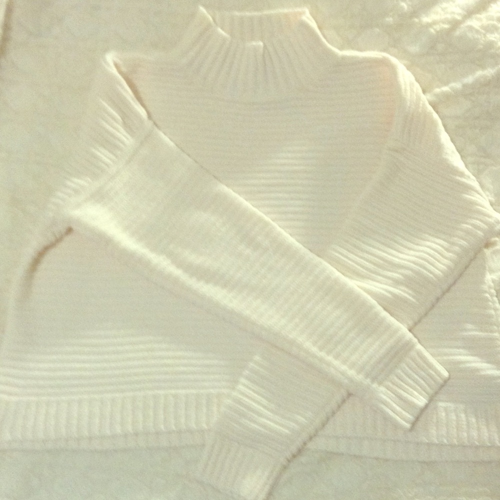 Forever 21 Cream Mock Neck Chenille Sweater